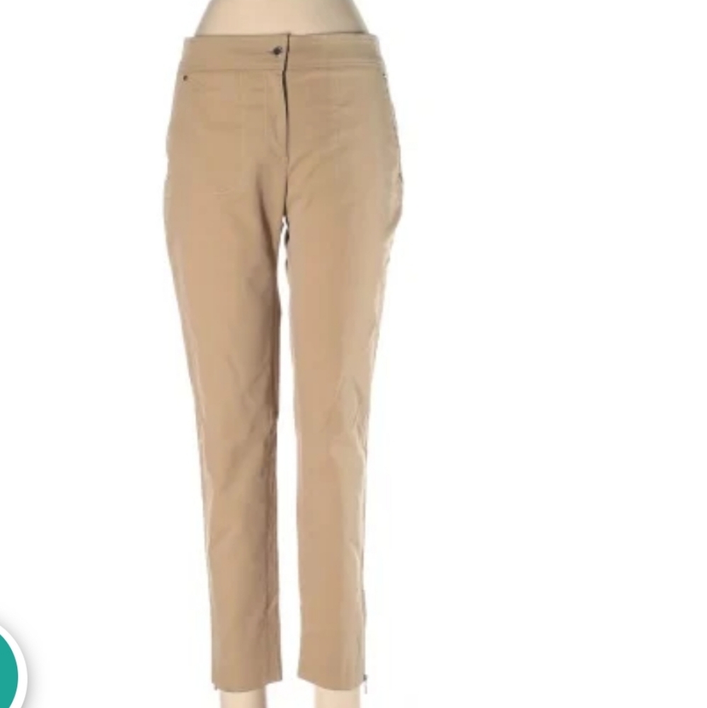 Carolina herrera pants work  boyfriend skinny zipper on the sides kaky  size 6